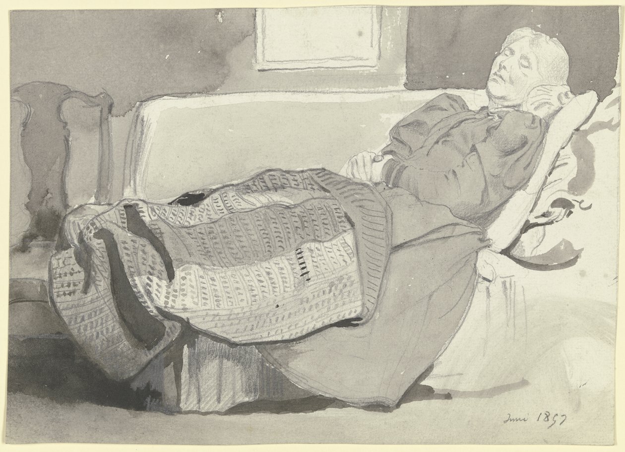 Luise Scholderer sover på soffan av Otto Scholderer