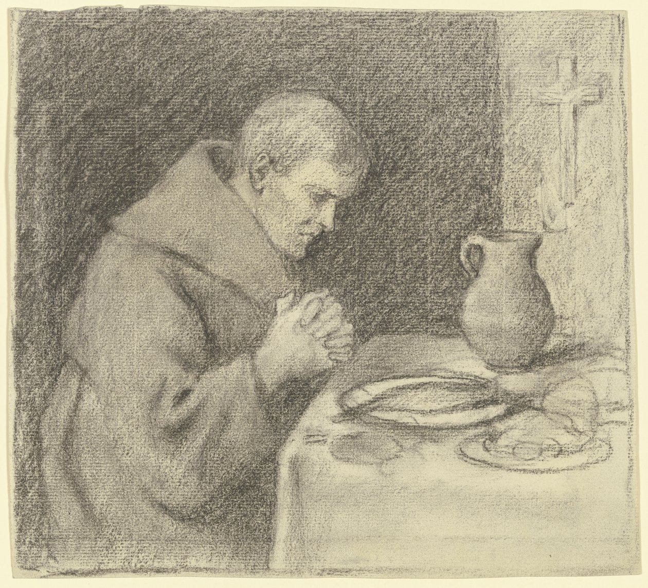Munk under bordsbönen av Otto Scholderer