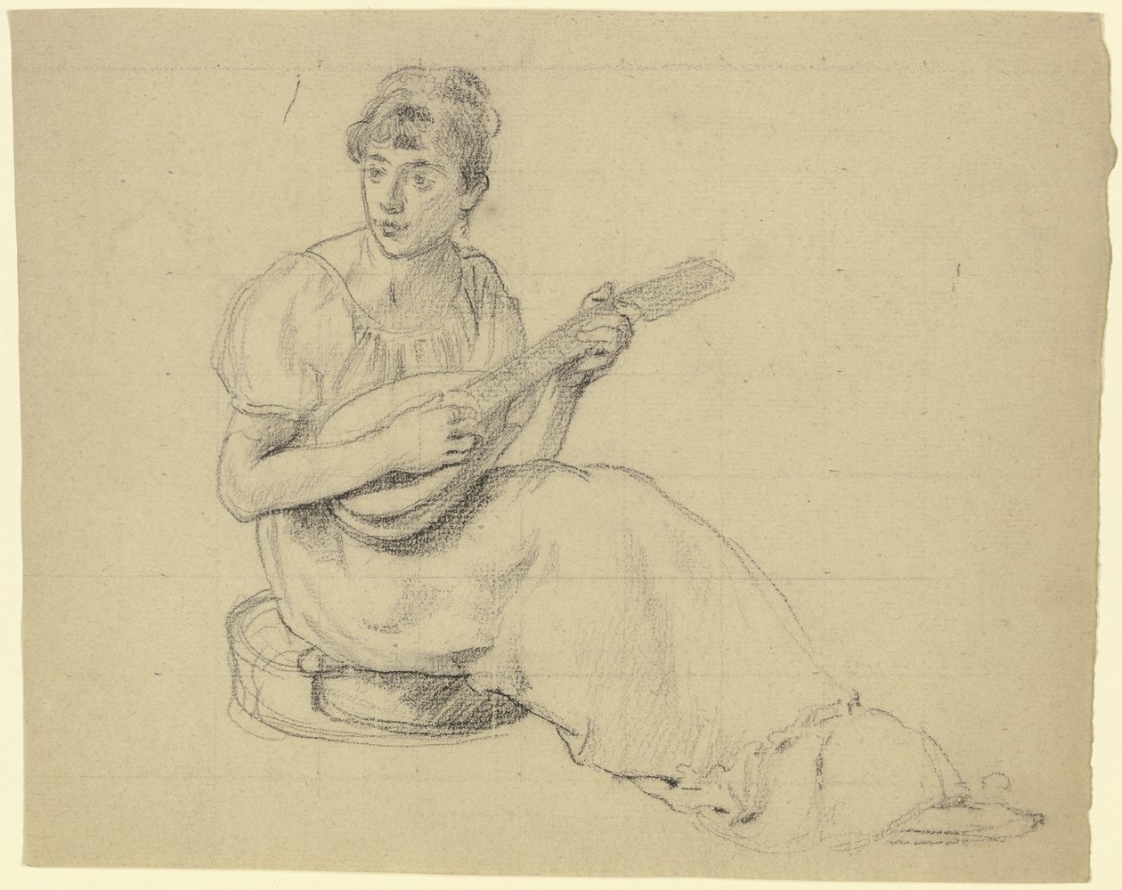 Kvinna som spelar mandolin av Otto Scholderer