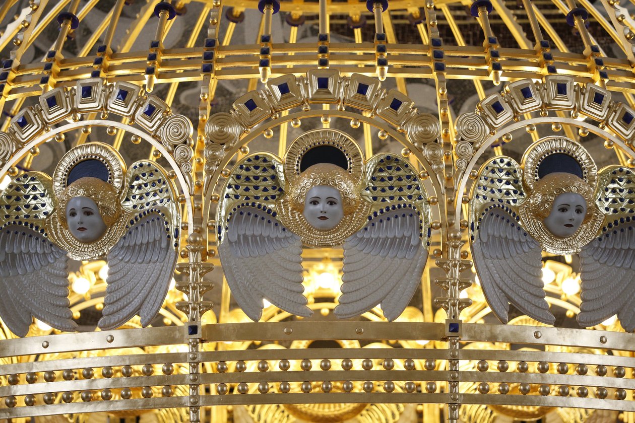 Angel Am Steinhof kyrka (kyrkan Leopld), Wien, Österrike (foto) av Otto Wagner