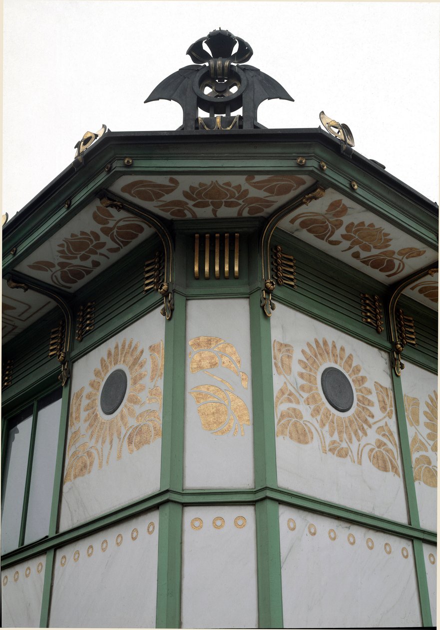 Art Nouveau: utsikt över paviljongen vid tunnelbanestationen Karlsplatz (nuvarande café) gjord av arkitekten Otto Wagner (1841-1918) (Wiensk secession) 1894-1899 Wien, Österrike av Otto Wagner