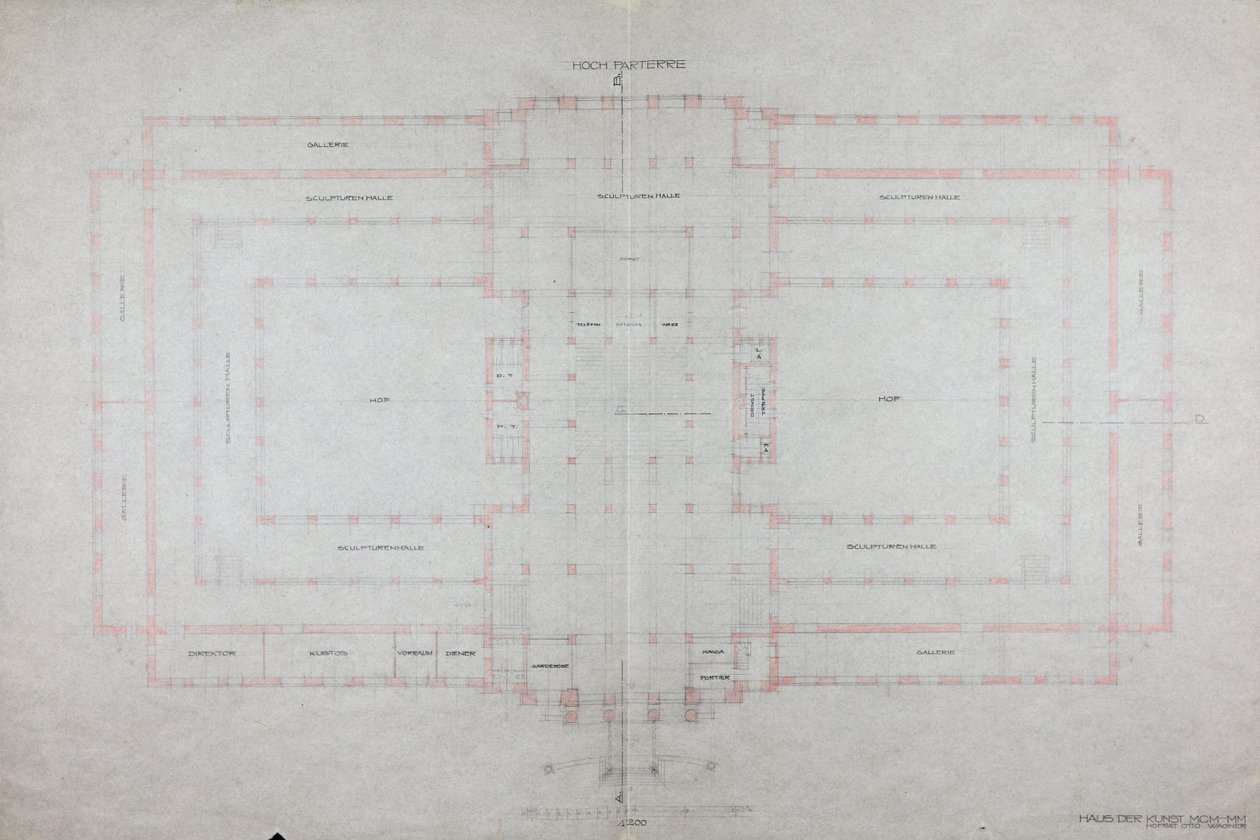 Projekt för ett "House of Art MCM-MM" av Otto Wagner