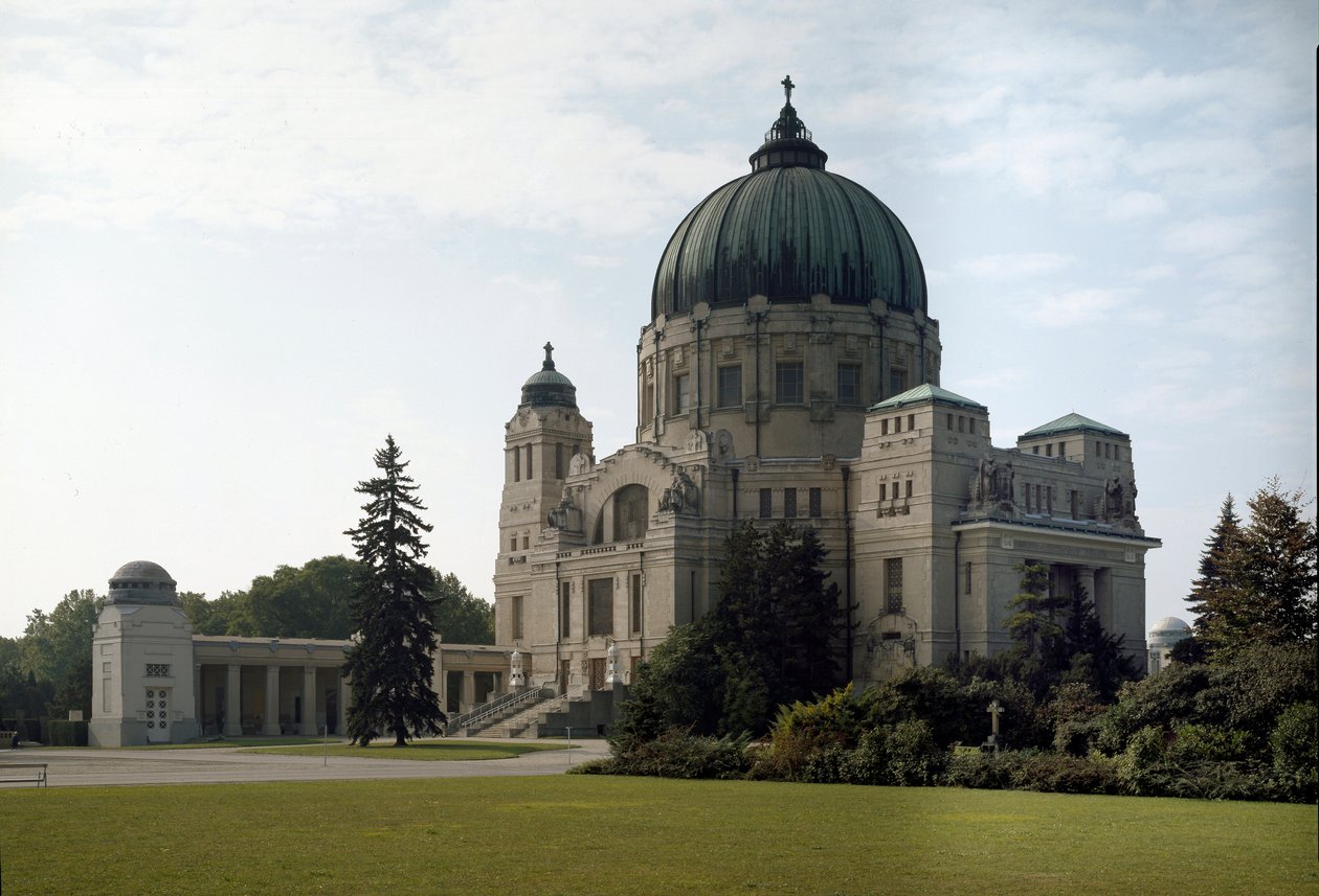 Utsikt över familjegraven av arkitekten Otto Wagner (1841-1918) (Wienerscession). Hietzing Cemetery, Wien, Österrike av Otto Wagner
