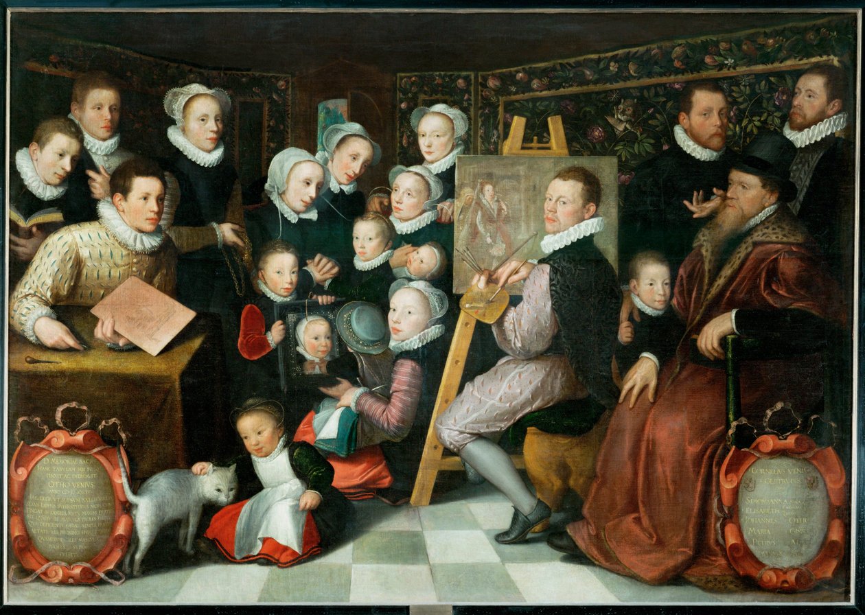 Otto Venius målar runt sin familj... av Otto van Veen