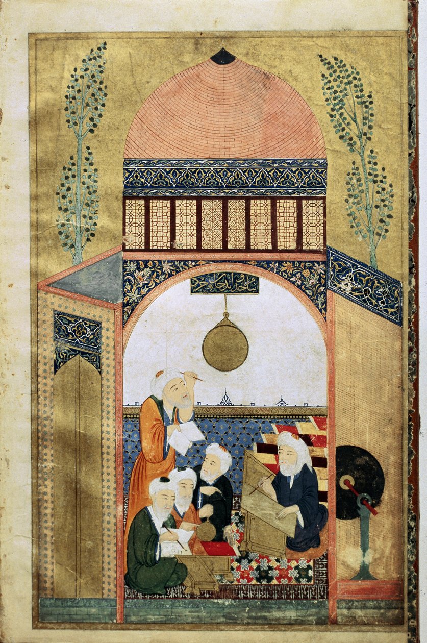En föreläsning om astronomi, fyra vetenskapsmän med sin mästare, c.1418 av Ottoman School