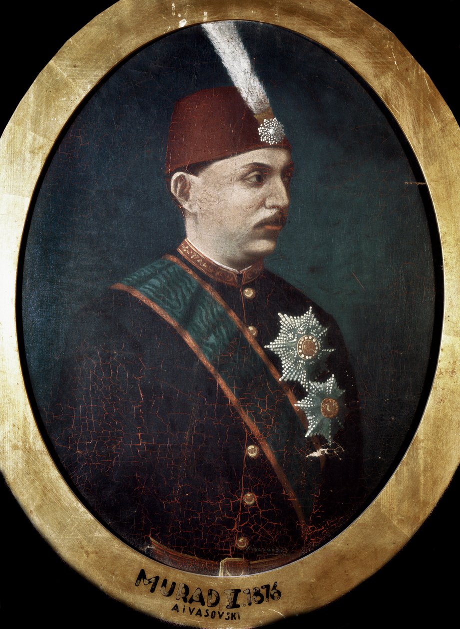 Osmanska riket: Porträtt av Sultan Mehmed Murad V (1840-1910)” Målning. 1876. Topkapi Sarayi Istanbul bibliotek av Ottoman School