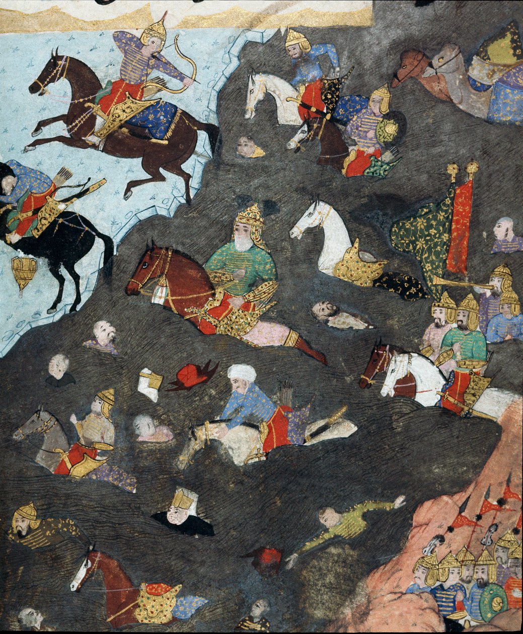Osmanska riket: "" Sultan Murad III:s (1546-1595) armé korsar en flod i en gue""" Miniatyr från 1500-talet. Istanbul, Topkapi Sarayi Museum Library av Ottoman School
