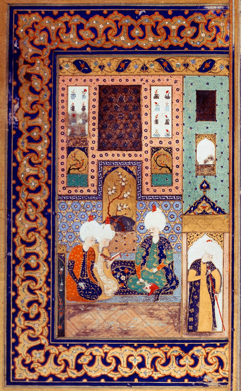 Osmanska riket: representation av sultan Selim I kallad den fruktansvärda (1470-1520) åtföljer två av hans undersåtar. Miniatyr hämtad från "" Divan" (diktåterhämtning) skriven av Sultan Selim I. (Ms. FY1330, fol. 28a) 1500-talet. Istanbul, universitet Li av Ottoman School