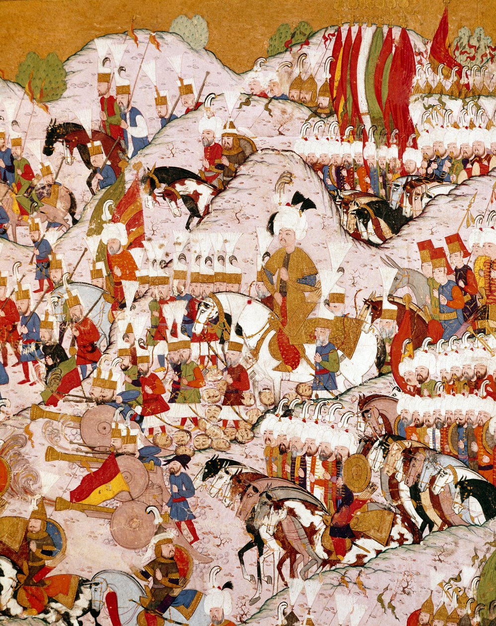 Representation av slaget vid Mohacs den 29/08/1526, detalj (miniatyr av Ottoman School