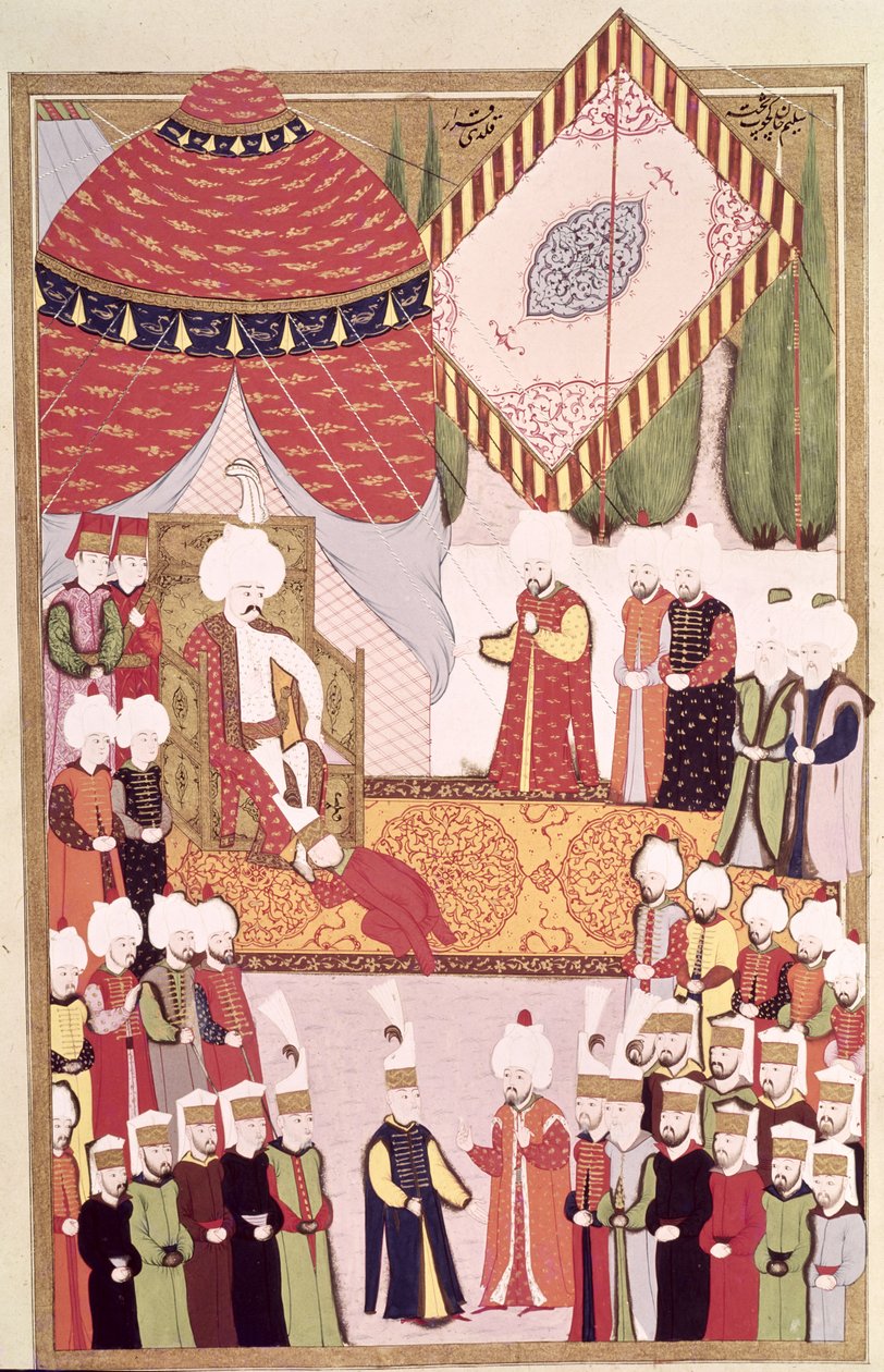 Sultan Selim I:s kröning (1466-1520) från Lokmans "Hunername" (gouache på papper) av Ottoman School