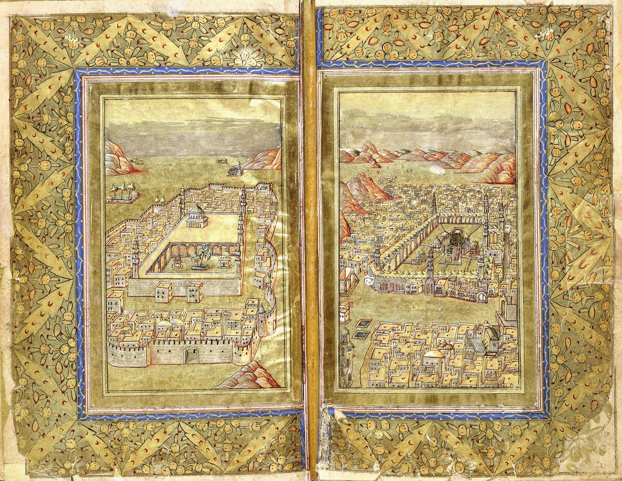 Utsikt över Mecka och Medina, c.1794-5 av Ottoman School