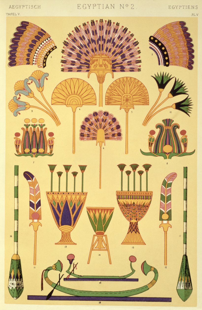 Egyptisk prydnad från Ch II, tavla V i `Grammar of Ornament