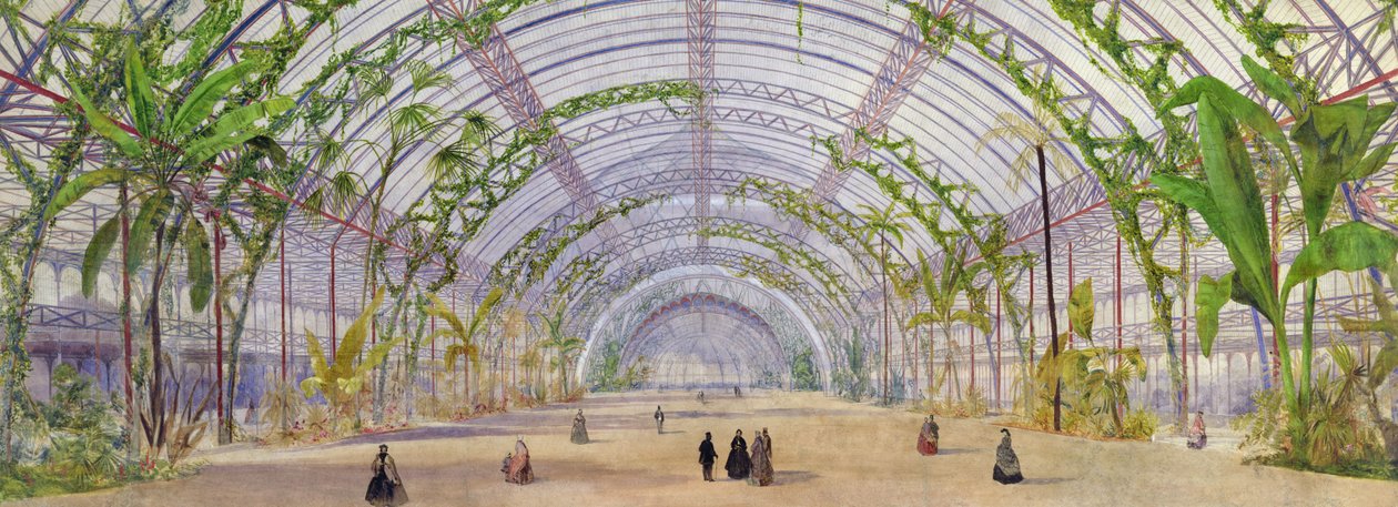 Inredning för ett kristallpalats i Parc de Saint-Cloud, ca 1860-62 (krita, penna & wc på papper) av Owen Jones