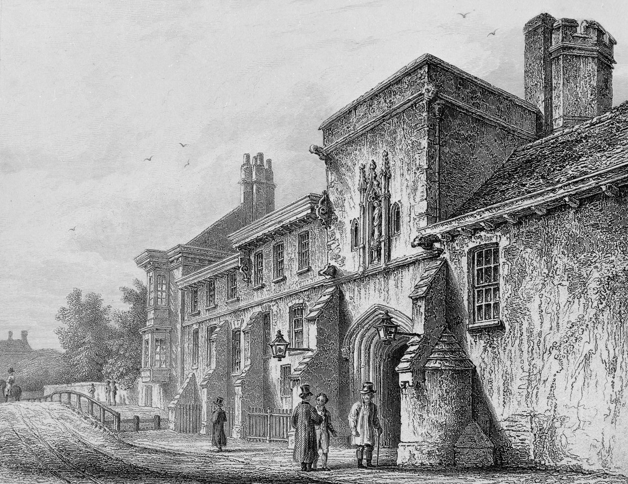 College Gate och Wardens Lodge Winchester, c.1830 av Owen Brown Carter
