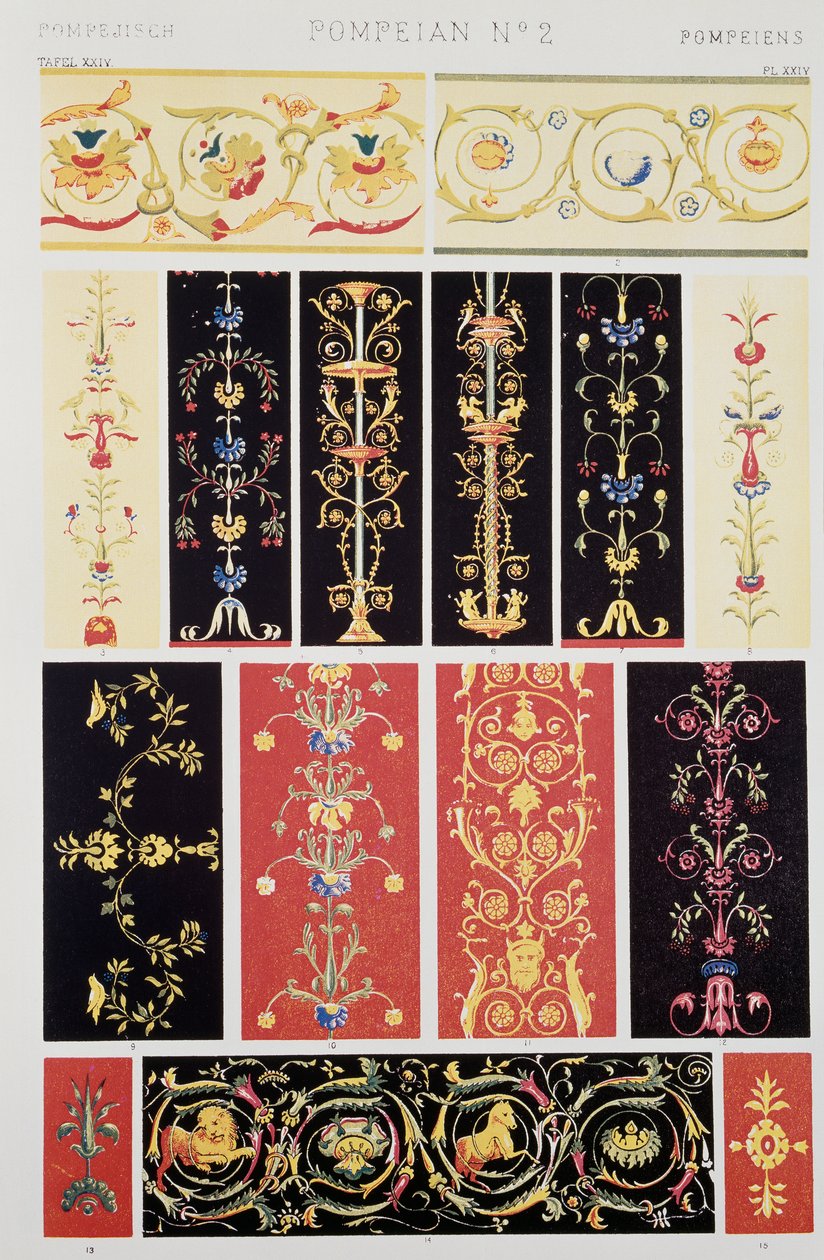 Dekoration i pompeiansk stil, tavla XXV från Grammar of Ornament, av Owen Jones (1809-1874), London av Owen Jones