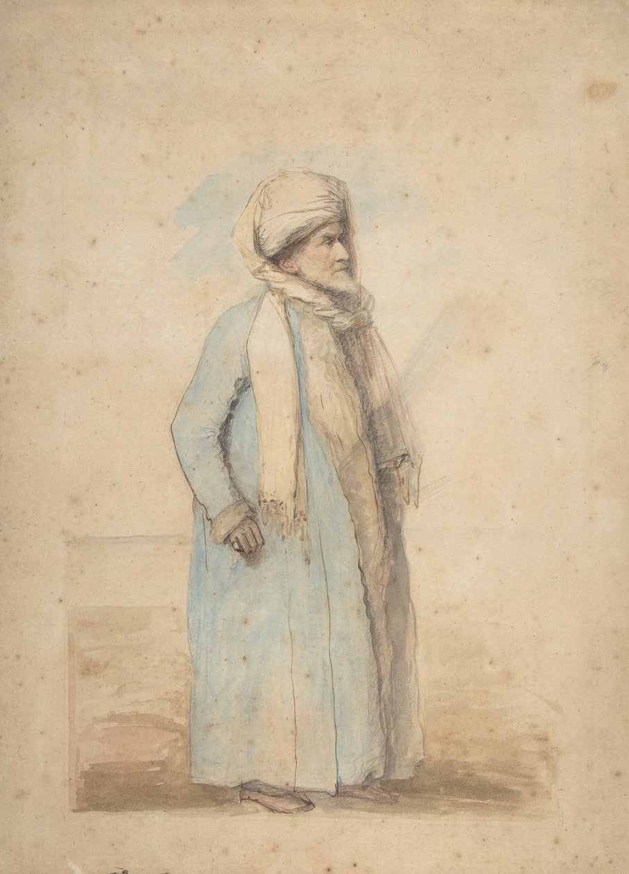 Skäggig man i orientalisk kostym, ca. 1780. av Ozias Humphry