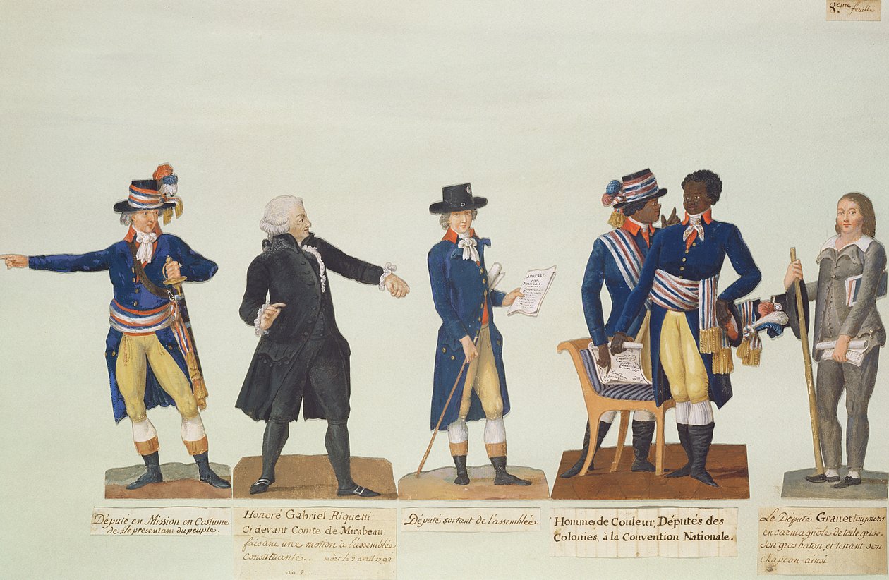 Nationalkonventets suppleanter, Mirabeau och vice Granet. c.1794-5 (gouache) av P. A. and J.B. Lesueur