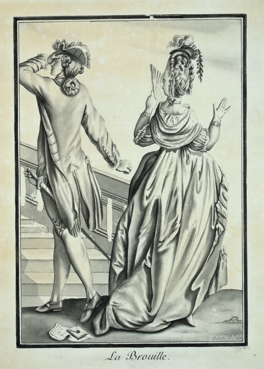 La Brouille (Bråket) 1771 (penna & bläck och grå tvätt på papper) av P. Boitet