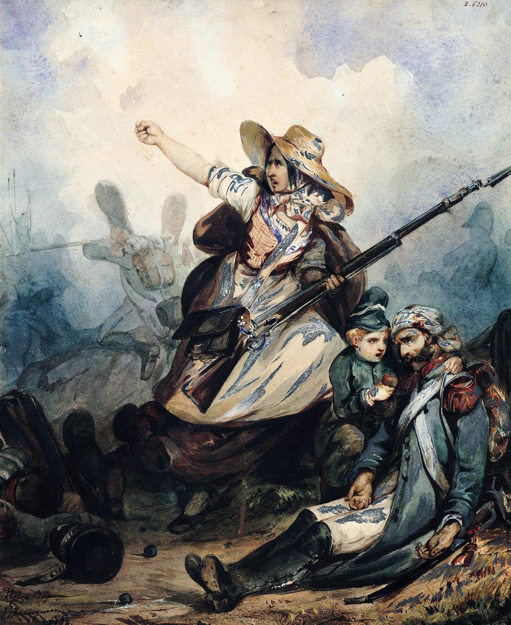 En barrikad 1830, 1834 av P. Manguin