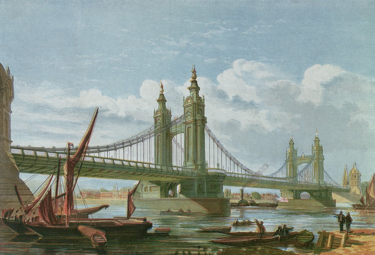 Utsikt över Chelsea New Bridge av P. N. Page
