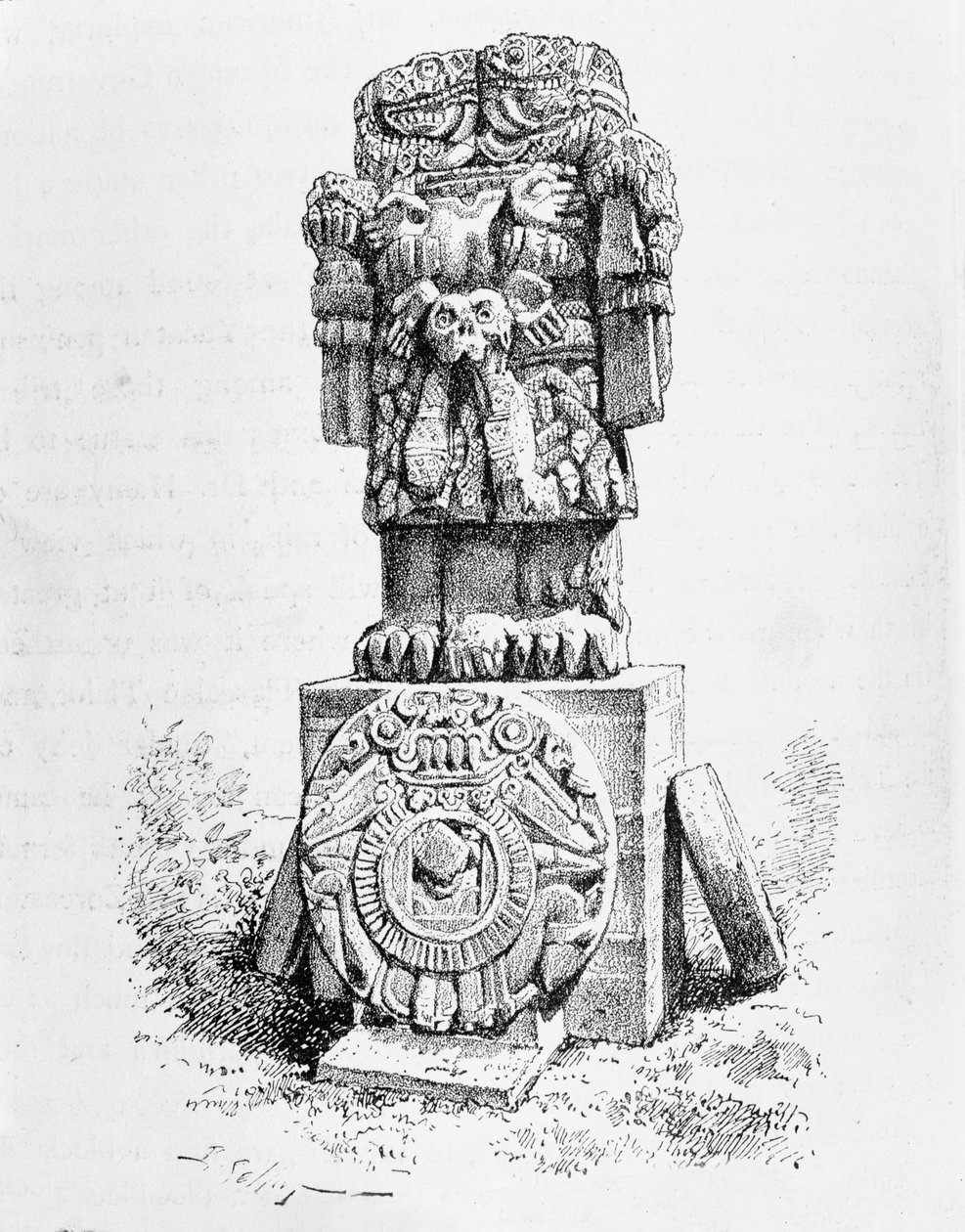 Staty av gudinnan Coatlicue, från "The Ancient Cities of the New World", av Claude-Joseph-Desire Charnay, pub. år 1887 (se 97320) av P. Sellier