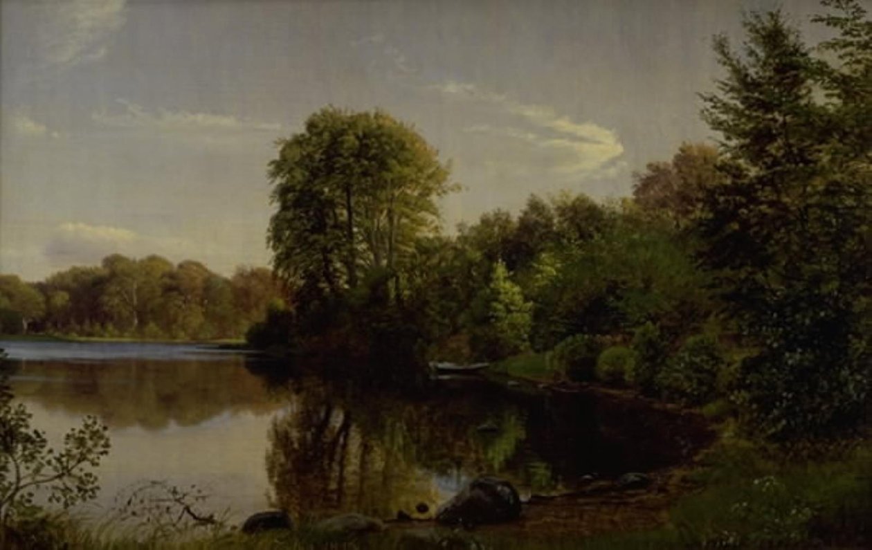 Kväll på Bondedammen i Hellebæk av P.C. Skovgaard