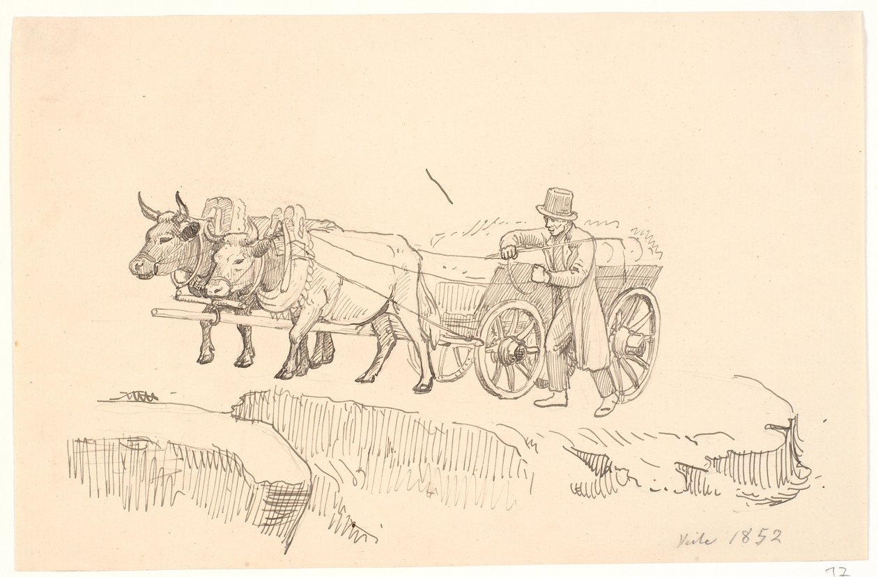 En bonde som går bredvid sin tjurvagn av P.C. Skovgaard
