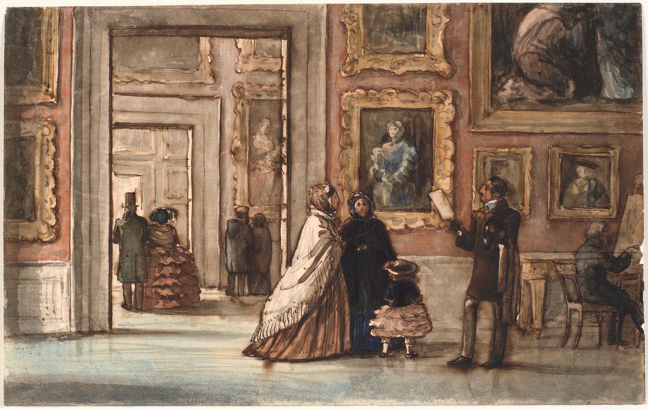 Interiör med besökare i Palazzo Pitti i Florens av P.C. Skovgaard