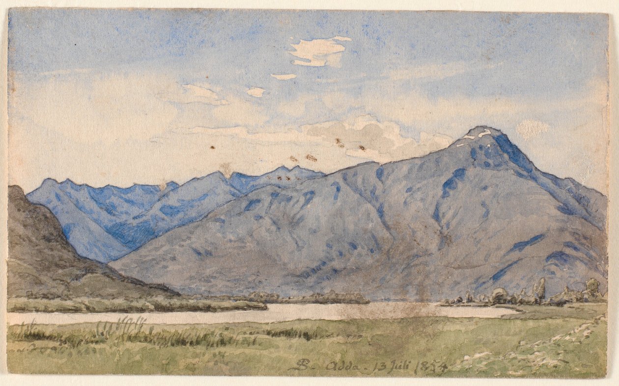 Italienskt landskap med en flod och berg. av P.C. Skovgaard