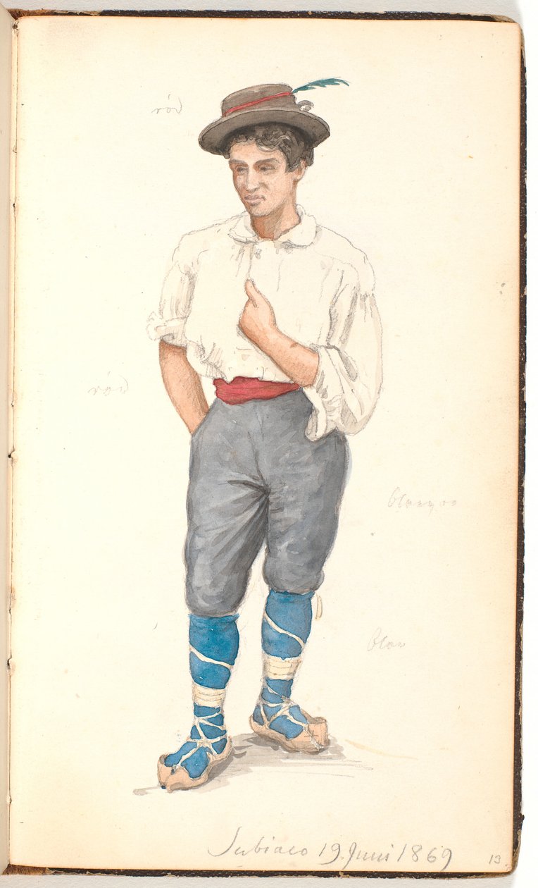 Italiensk man med snörskor och hatt med fjädrar av P.C. Skovgaard