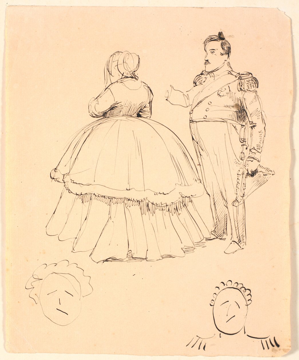 Karikatyr av Frederik VII och grevinnan Danner; nedan av Christian VIII. av P.C. Skovgaard