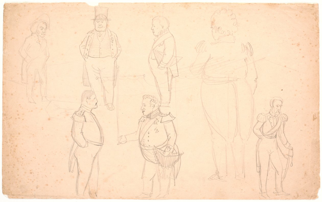 Karikatyr av bl.a. SOM. Ørsted, Frederik VII, Christian VIII och troligen Frederik VI. av P.C. Skovgaard
