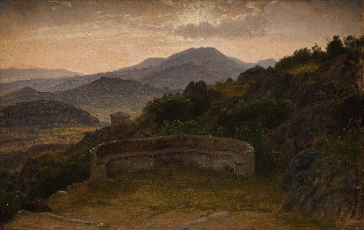 Landskap nära Subiaco. Solnedgång av P.C. Skovgaard
