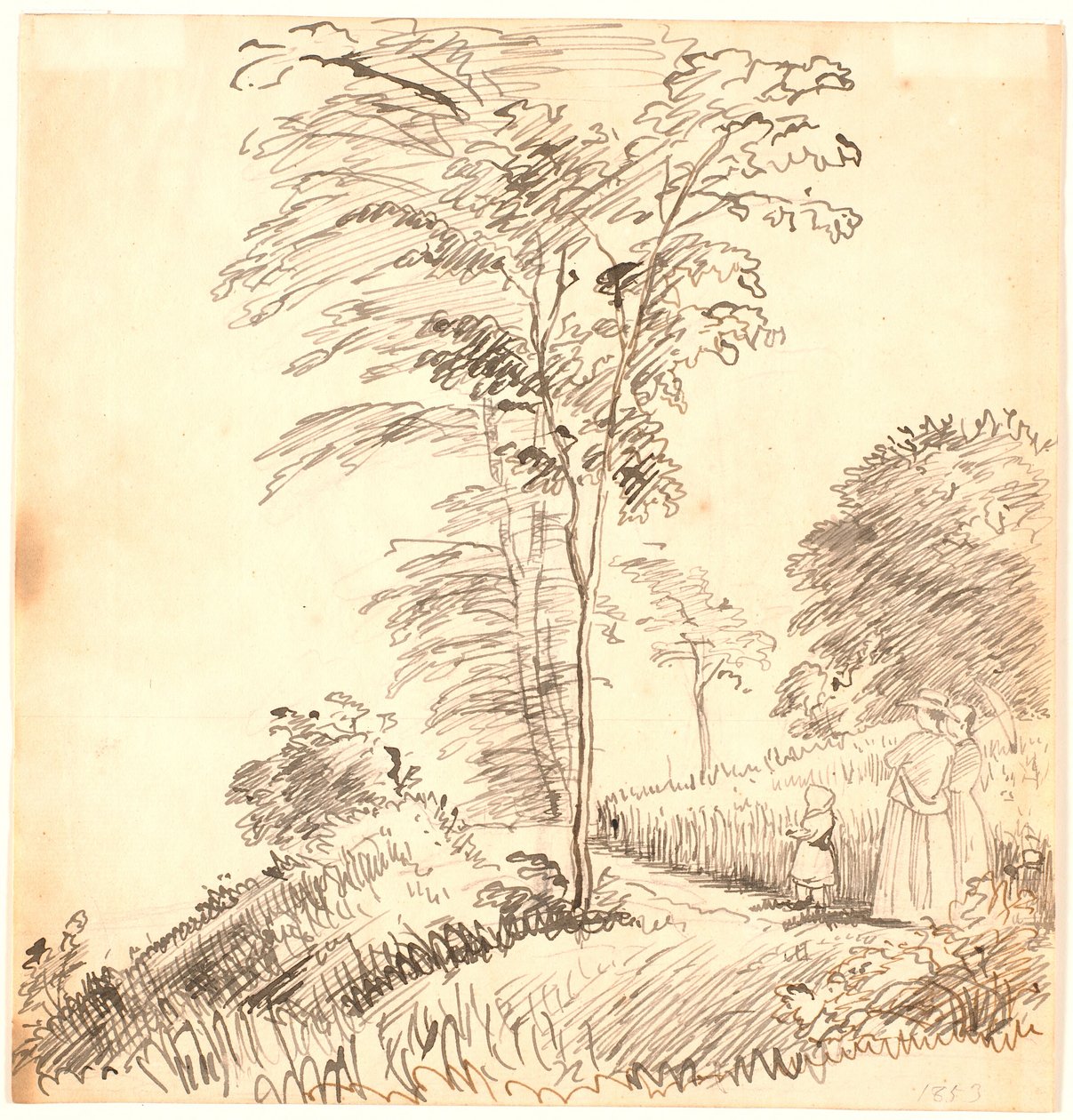 Promenera på en stig (eventuellt Vedbæk). av P.C. Skovgaard