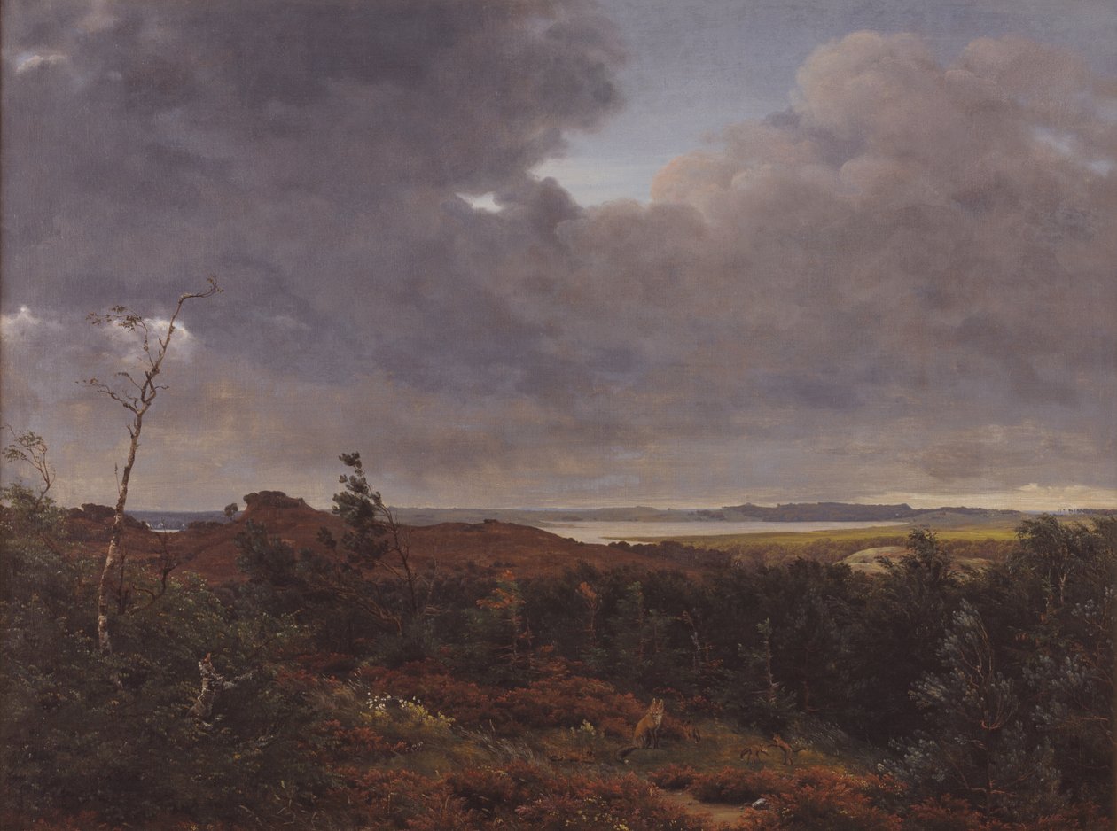Vy över Frederiksværk från Tisvilde Wood, Nordsjälland av P.C. Skovgaard