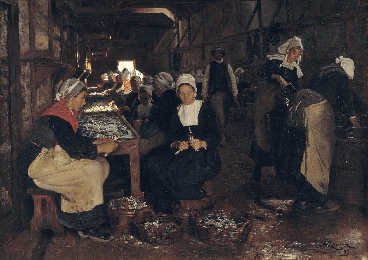 En sardinhärdnings- och förpackningsanläggning i Concarneau av Peder Severin Krøyer
