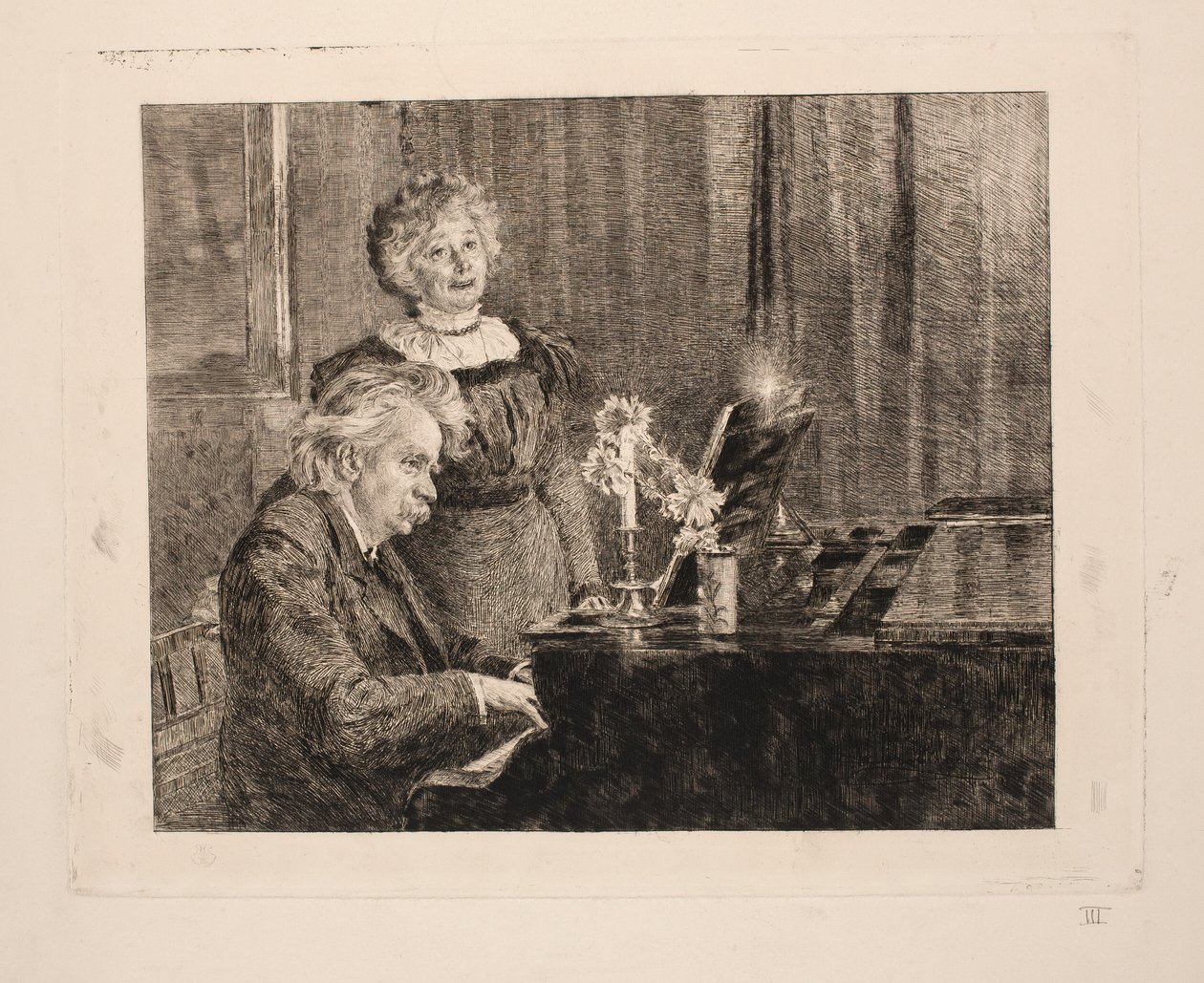 Edvard och Nina Grieg vid pianot av Peder Severin Krøyer