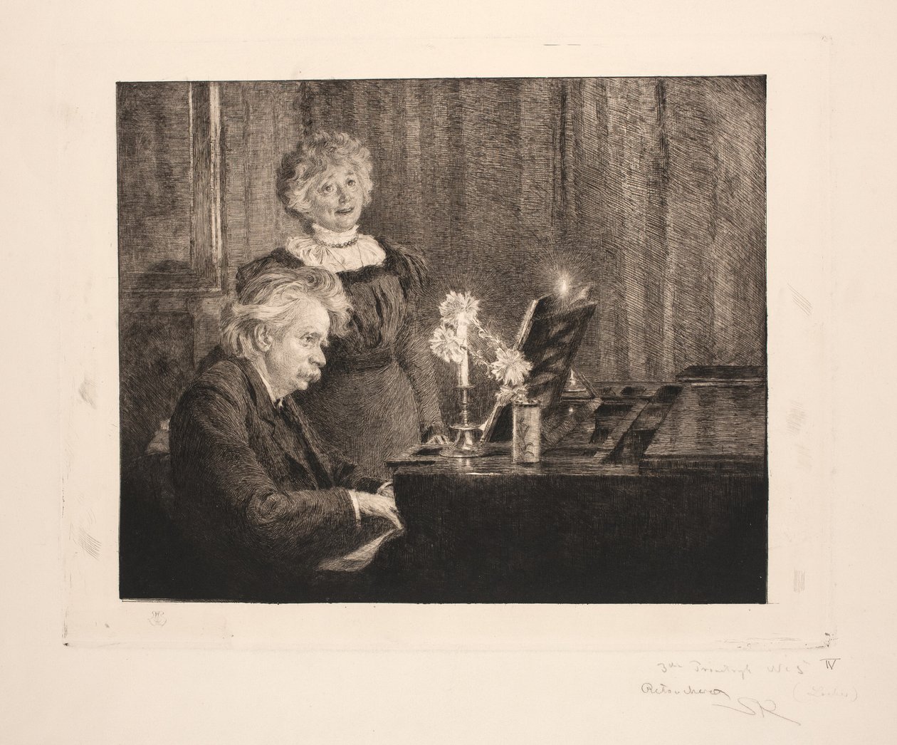 Edvard och Nina Grieg vid pianot av Peder Severin Krøyer