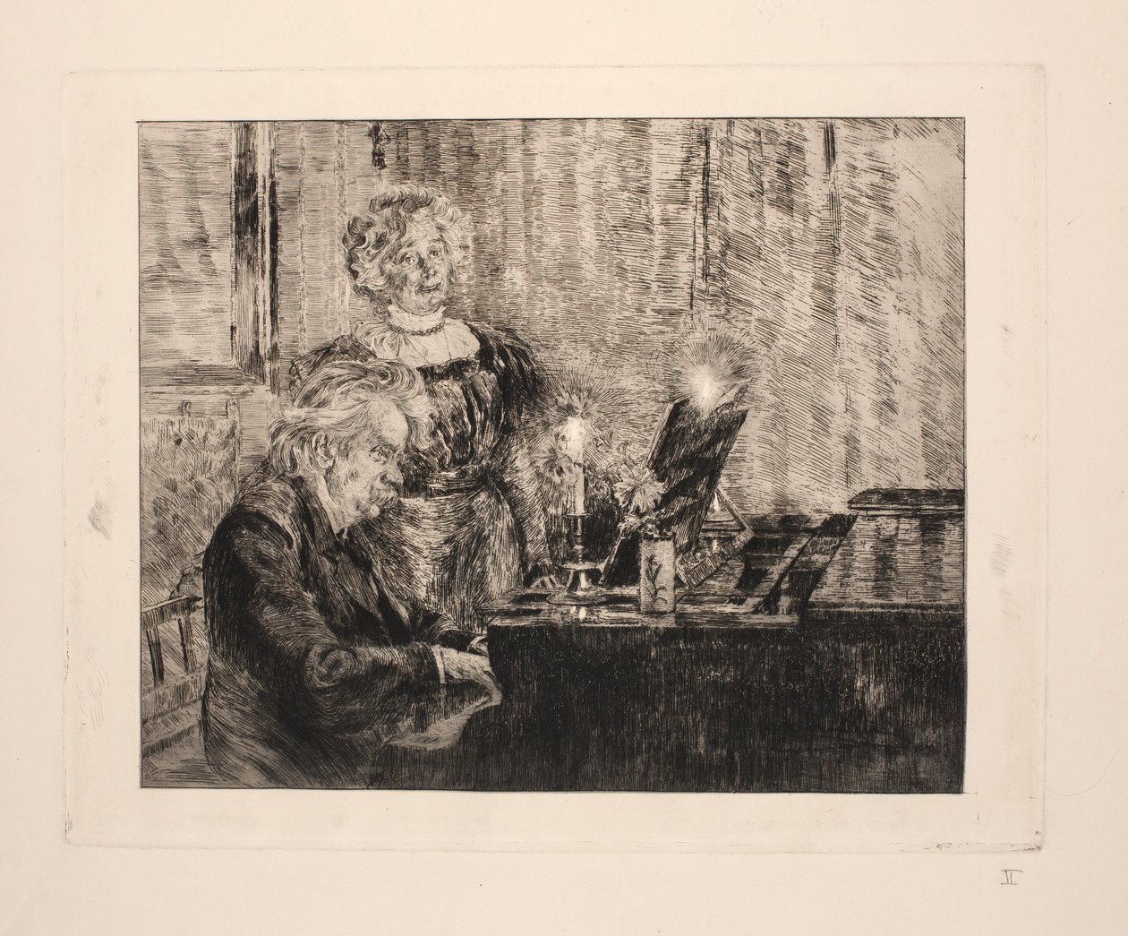 Edvard och Nina Grieg vid pianot av Peder Severin Krøyer