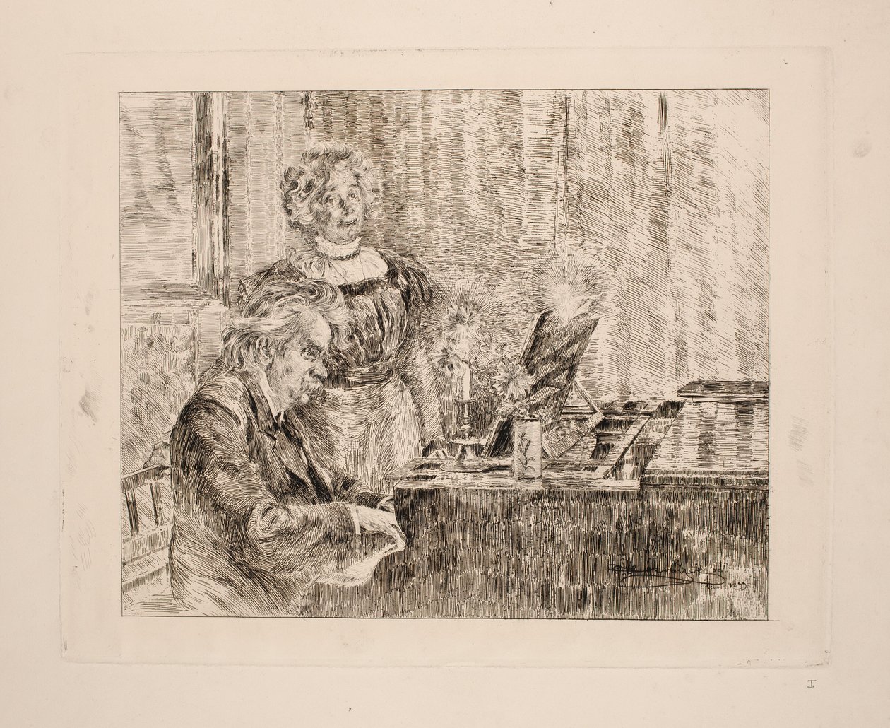 Edvard och Nina Grieg vid pianot av Peder Severin Krøyer