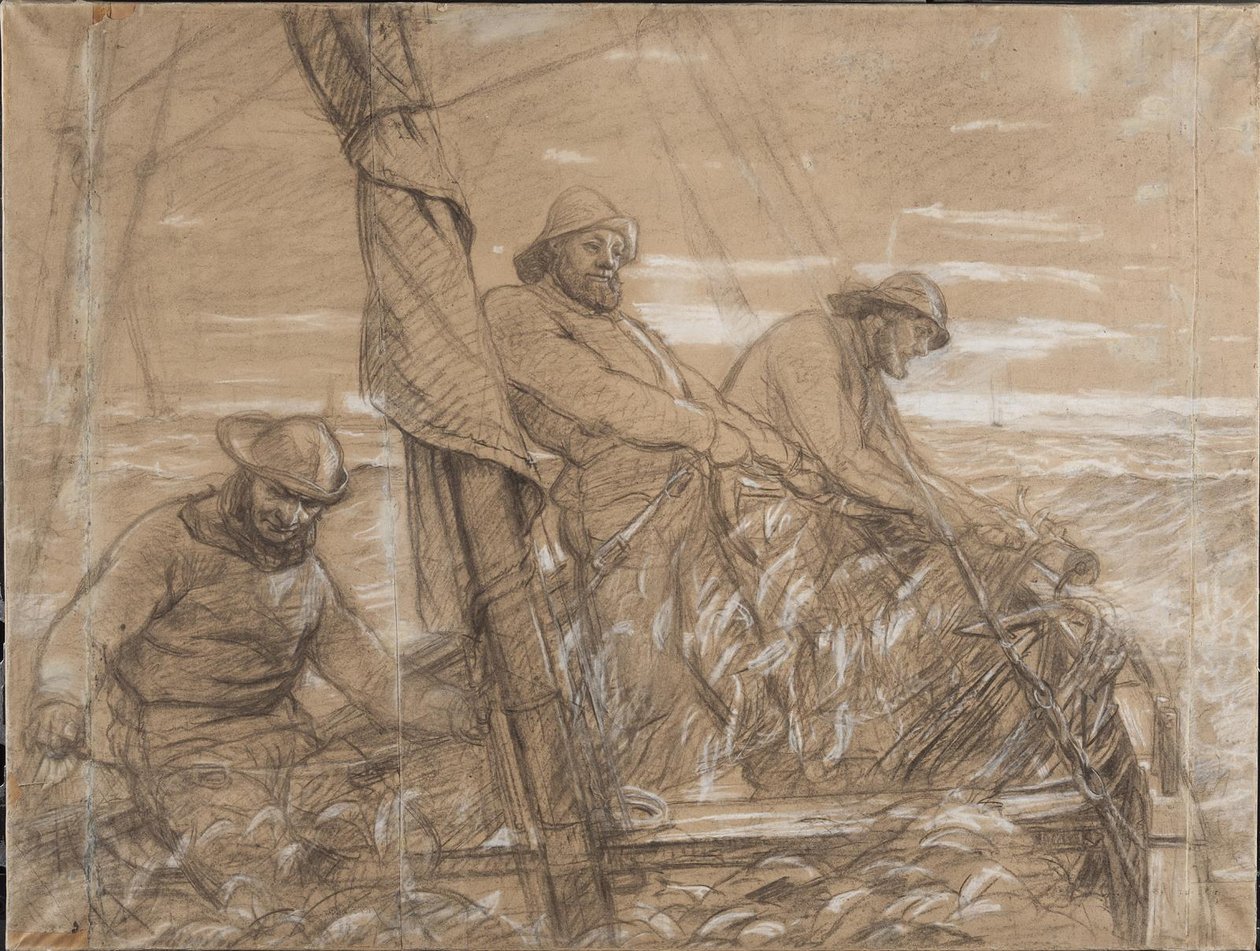Hornbæk fiskare som fångar sill. Tidig morgon av Peder Severin Krøyer