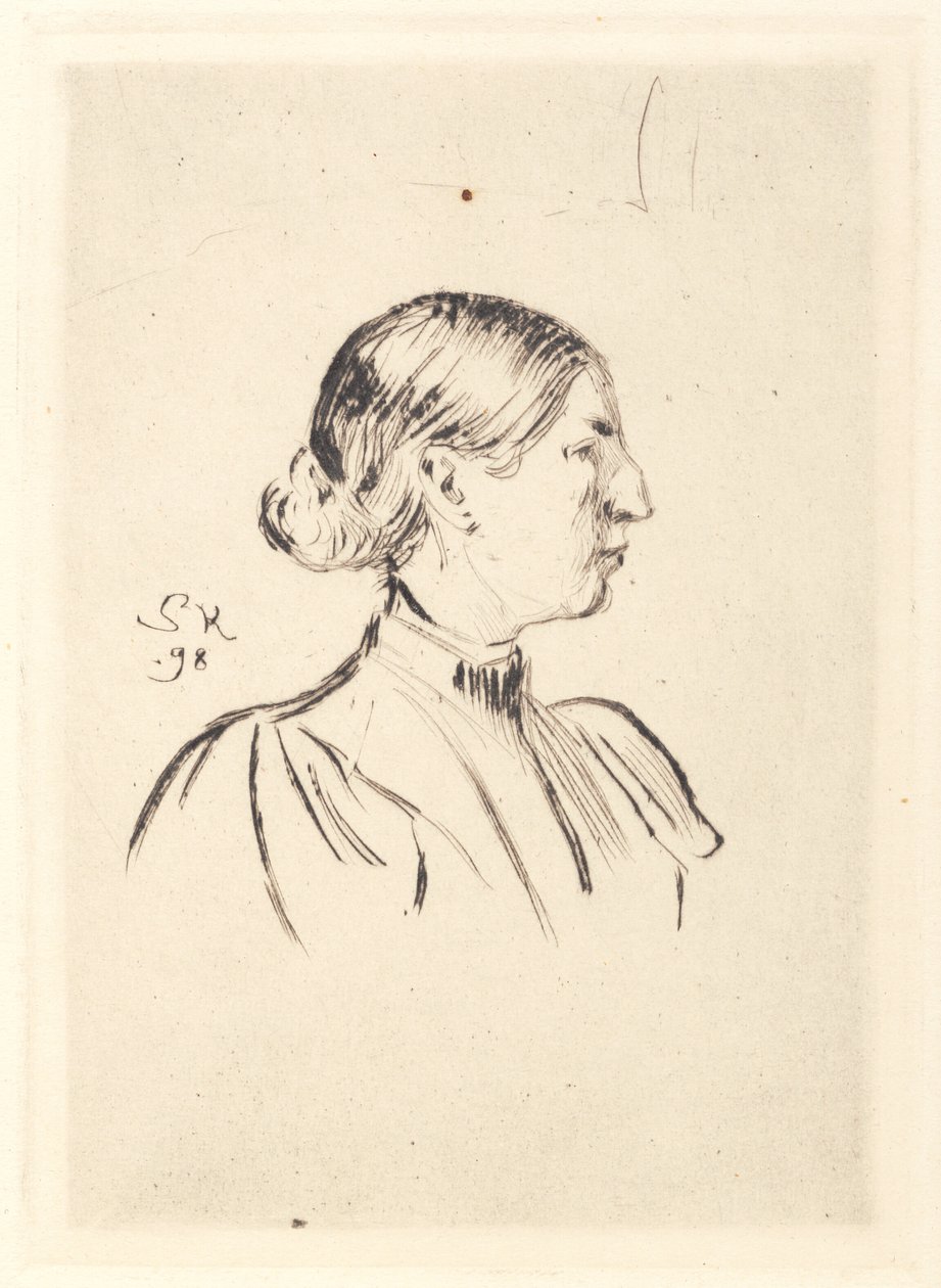 Porträtt av Anna Ancher, profil av Peder Severin Krøyer