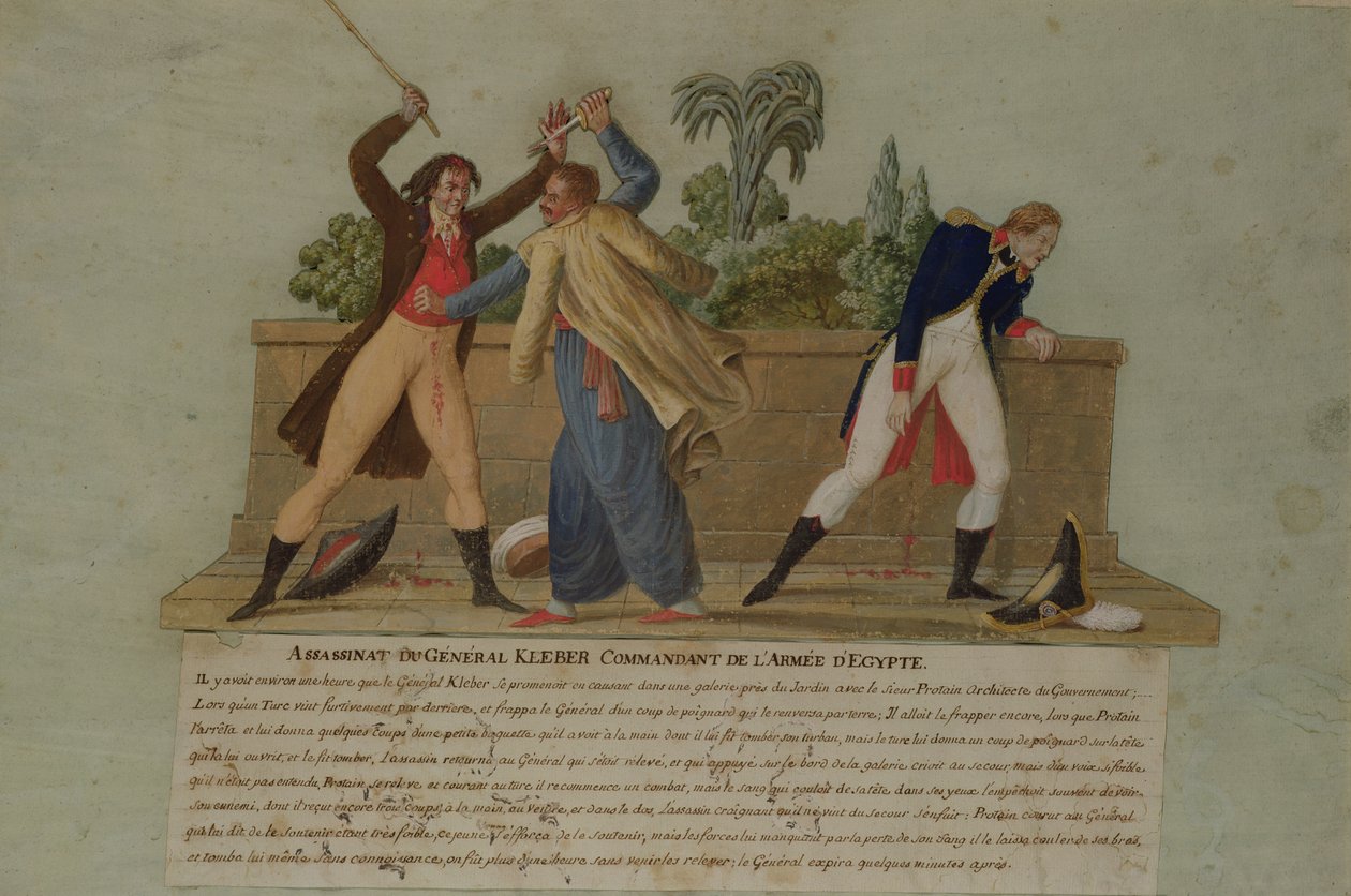 Mordet på general Kleber av en fanatiker, 14 juni 1800 (gouache) av P. A. and J.B. Lesueur