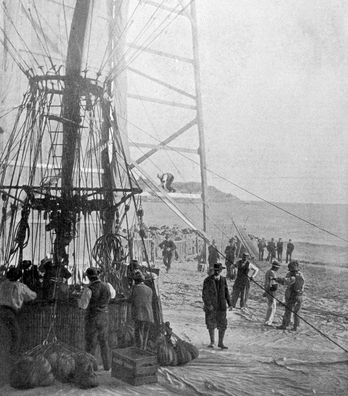 Greven de la Vaulx försök att korsa Medelhavet med ballong, 1901 av P. Doye