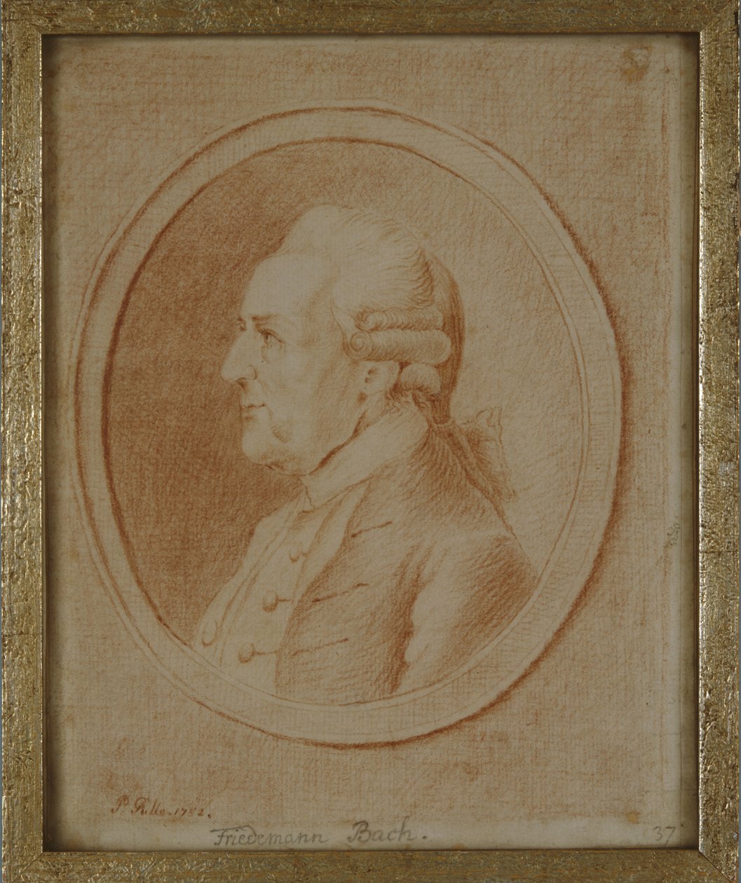Wilhelm Friedrich Bach, 1782 (röd krita på papper) av P. Guelle or Gulle