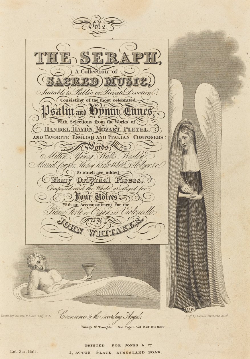 Samvete och inspelningsängeln av P. Jones after William Blake