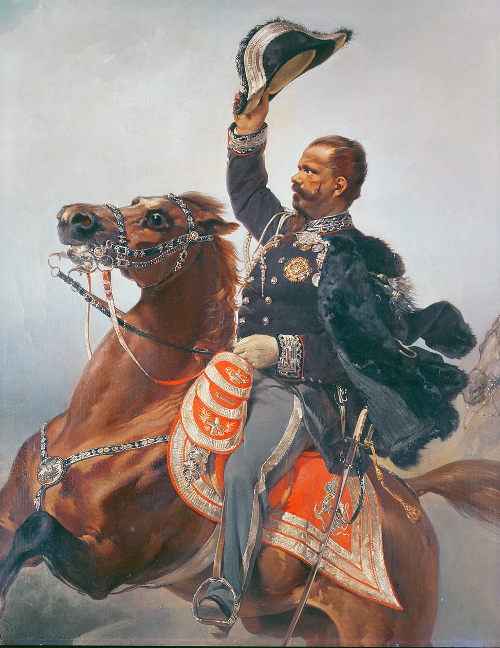Porträtt av Vittorio Emanuele (1820-78) kung av Sardinien och Italien (detalj) av P. Litta