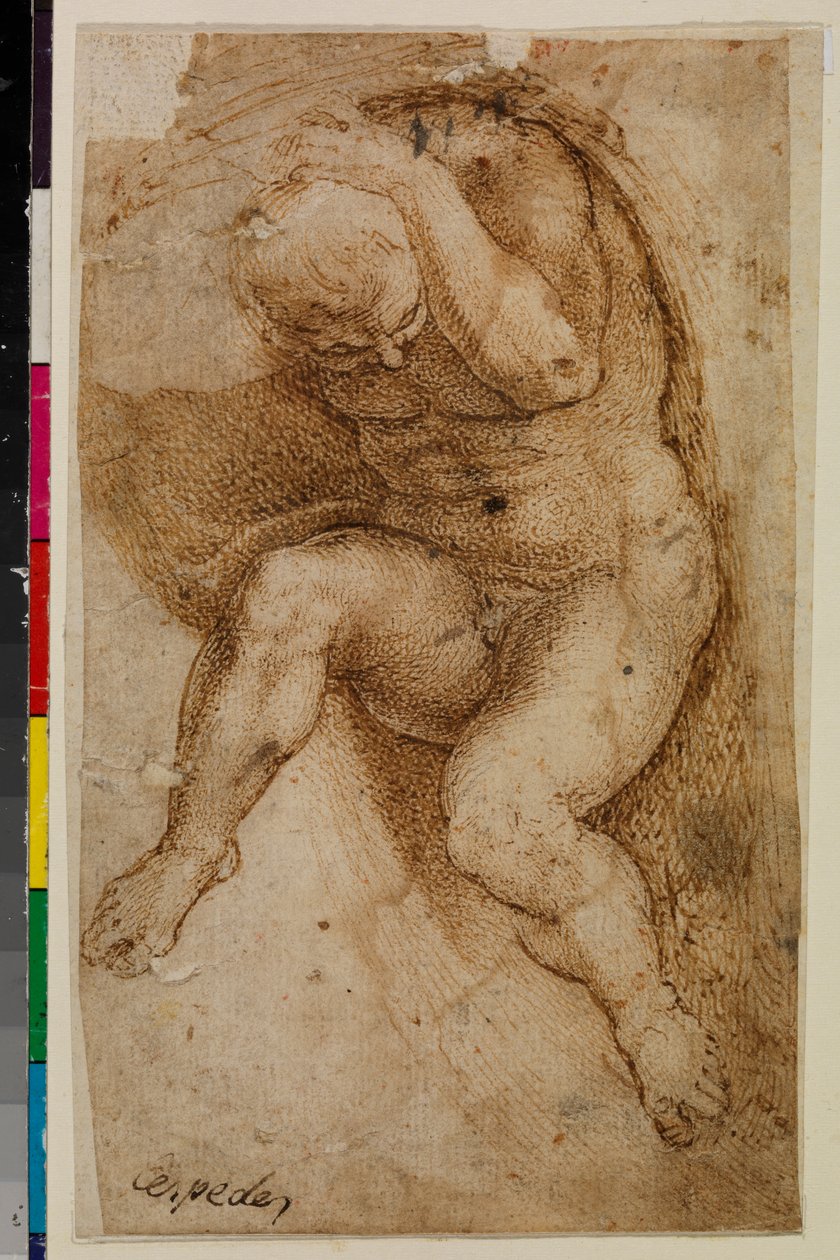 Naken mansfigur (efter Michelangelos sista dom) av Pablo de (attr.to) Cespedes