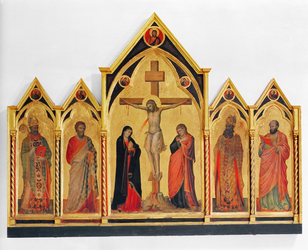 Korsfästelse med helgon, 1310 (tempera på panel) av Pacino di Buonaguida