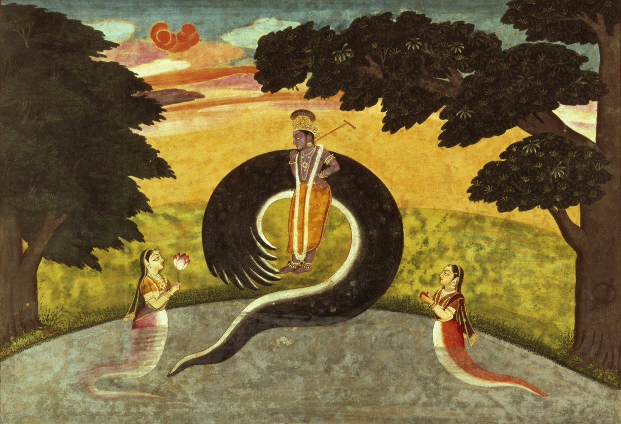 Inlämning av Kaliya, Basohli, Pahari School, 1700-65 av Pahari School